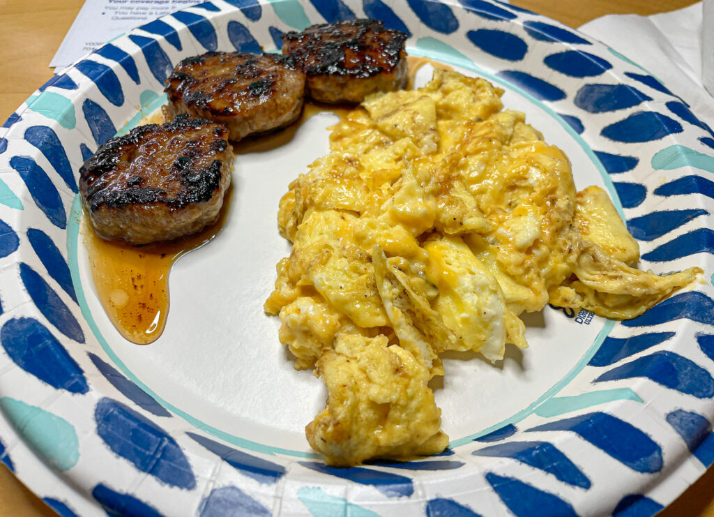 Maple Syrup Sausage w/Scrambled Cheese Eggs