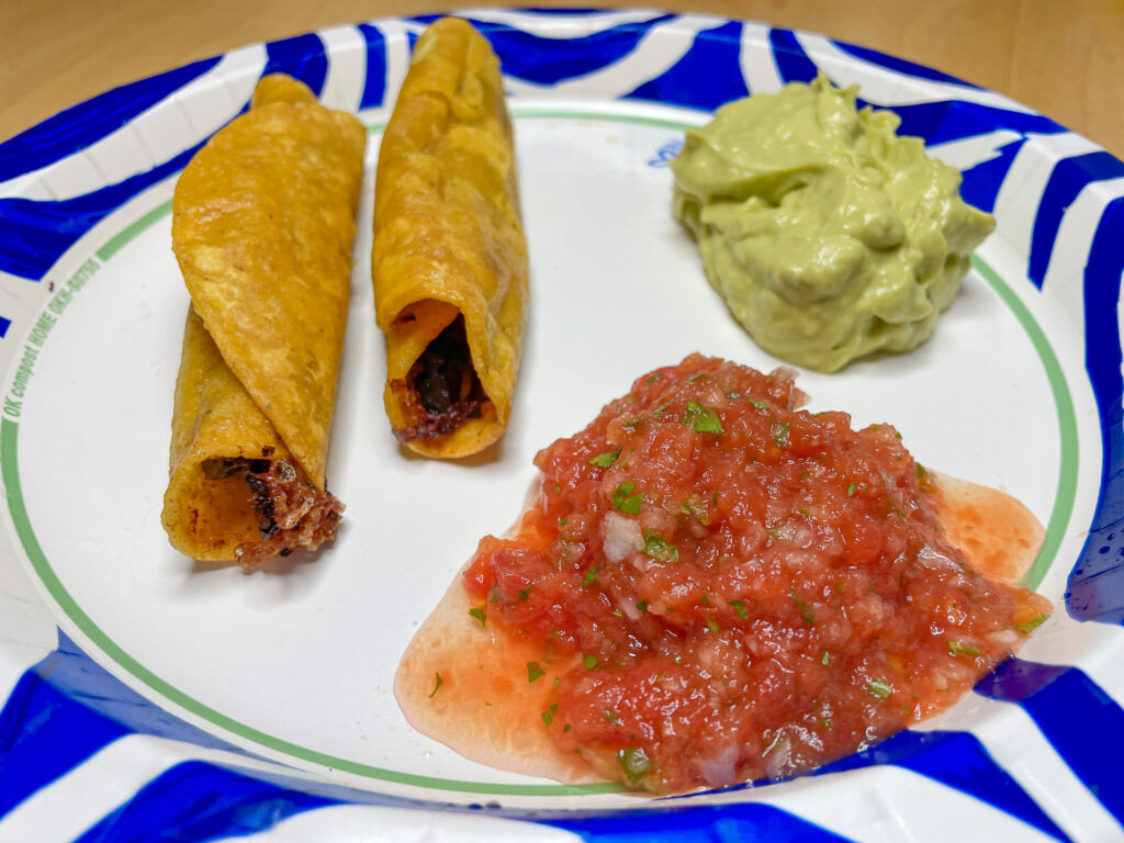 Salsa, Guacamole, and Taquitos