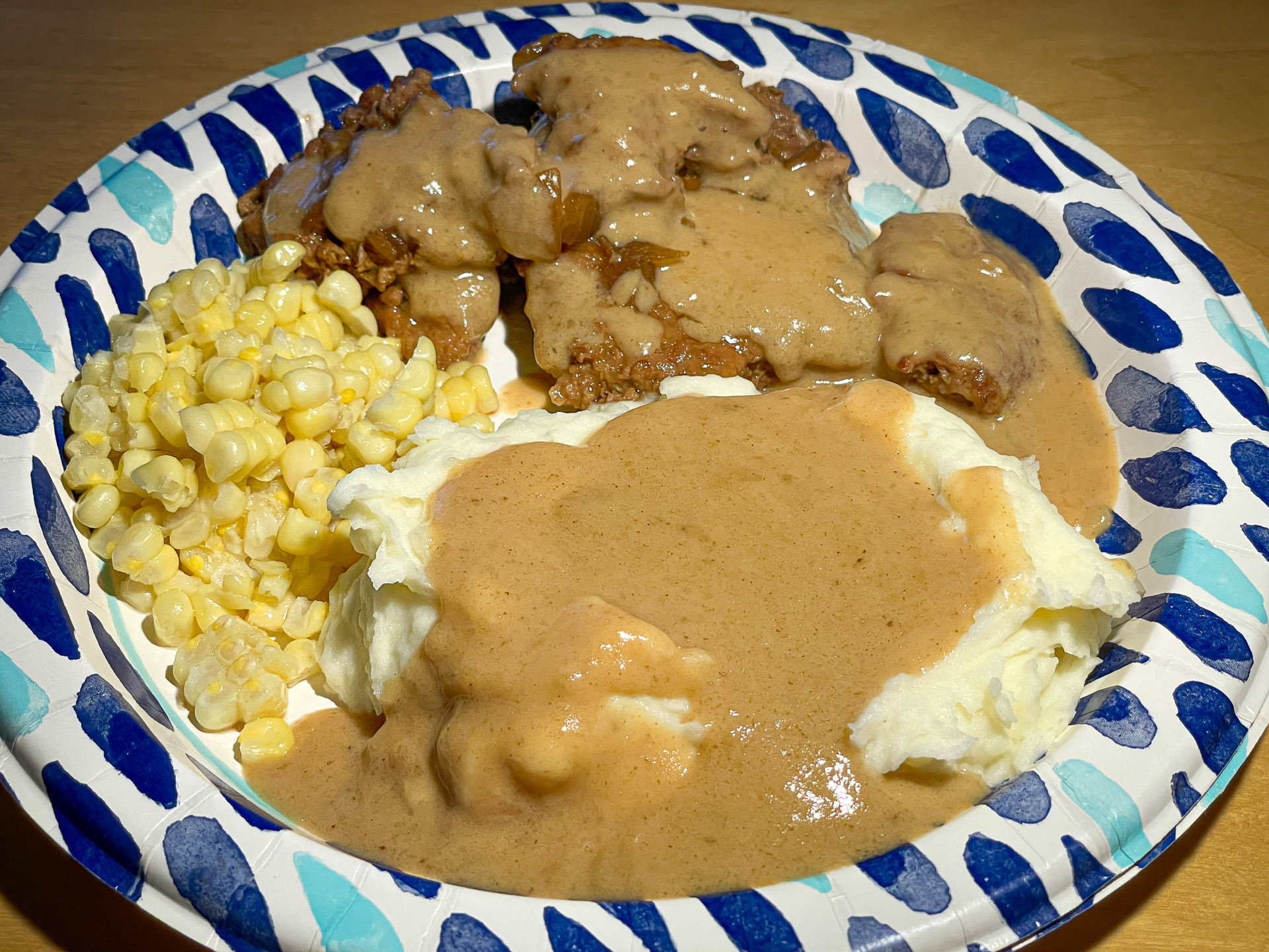 Fried Chicken, Corn, Mashed Potatoes, Gravy