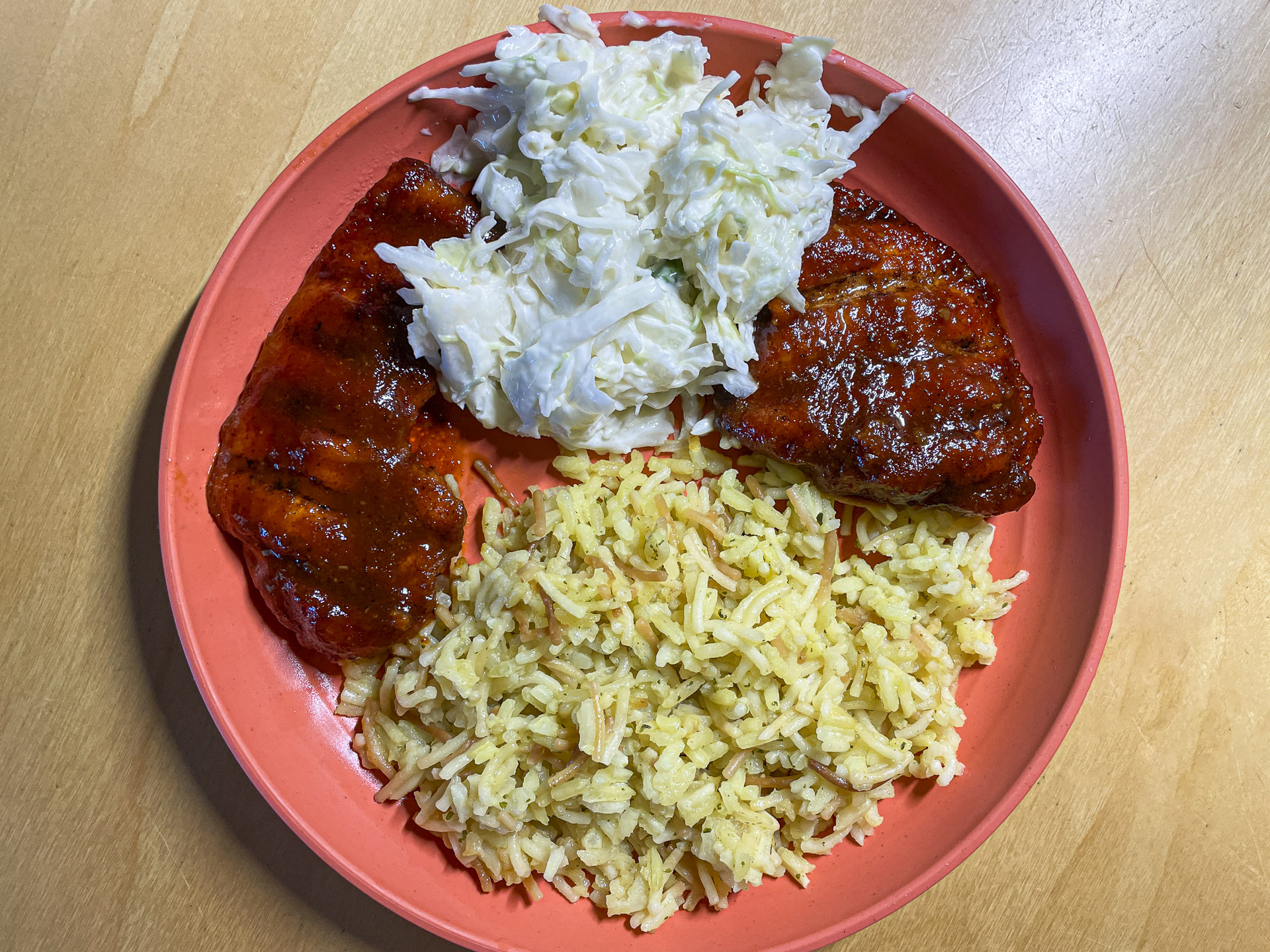 Smoked BBQ Chicken w/Rice & Coleslaw