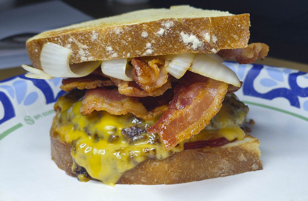 Bacon Cheeseburger w/Onions on Sourdough