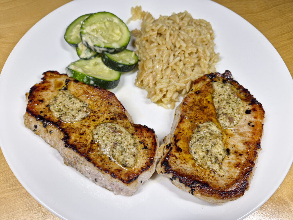 Pork Chops, Zucchini, and Rice
