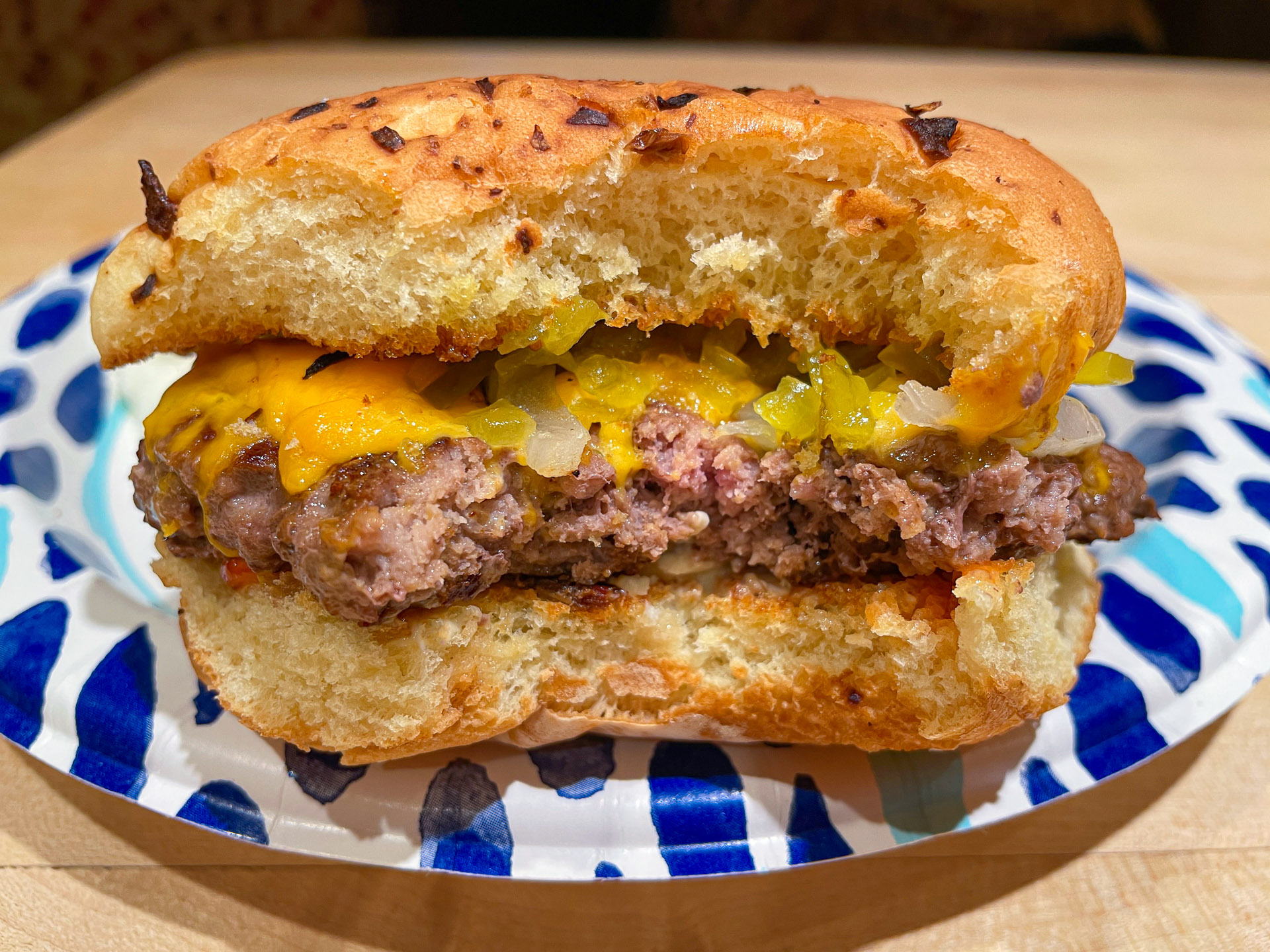 Cheeseburger on Onion Bun